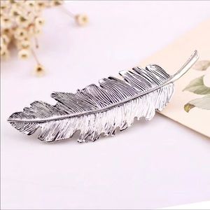 Silver Feather Barrette